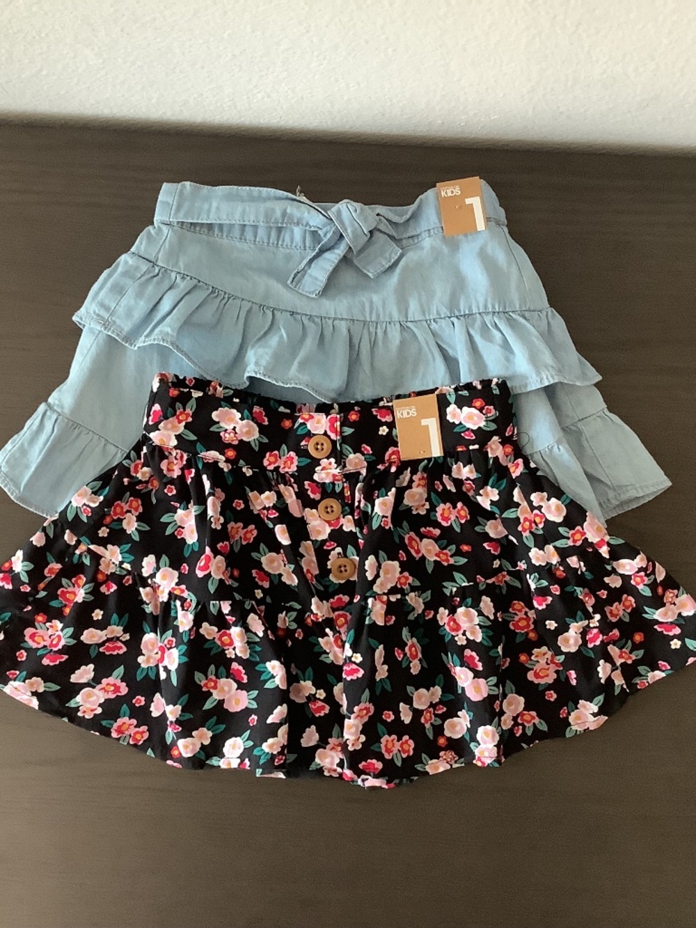 NWT Cotton On Kids Toddler Girls Two Piece Lots Denim Floral Ruffled Skirts Sz 1